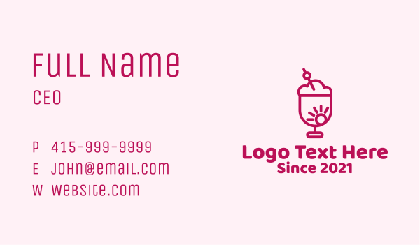 Pink Sunrise Smoothie  Business Card Design Image Preview