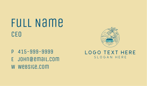 Beach Vacation Van Business Card Design Image Preview