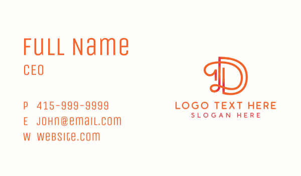 Gradient Retro Letter D Business Card Design Image Preview