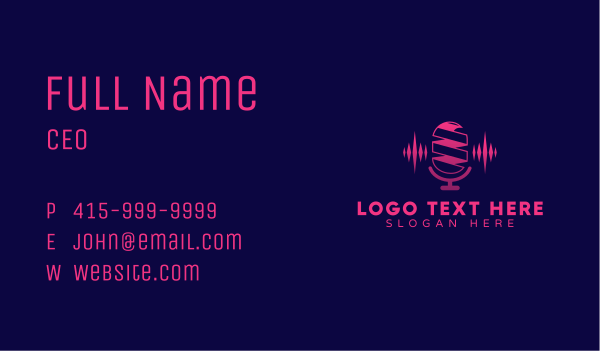 Podcast Mic Music Business Card Design Image Preview