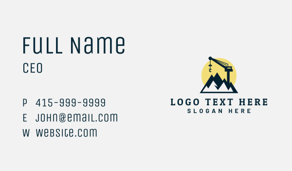 Crane Mountain Mining Equipment  Business Card Design Image Preview
