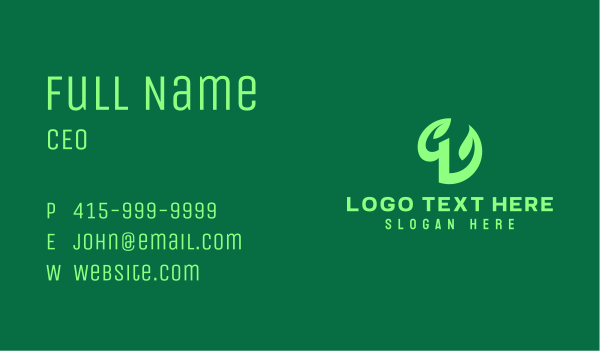 Green Eco Plant Letter Q Business Card Design Image Preview