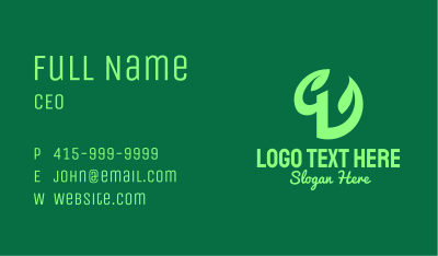 Green Eco Plant Letter Q Business Card