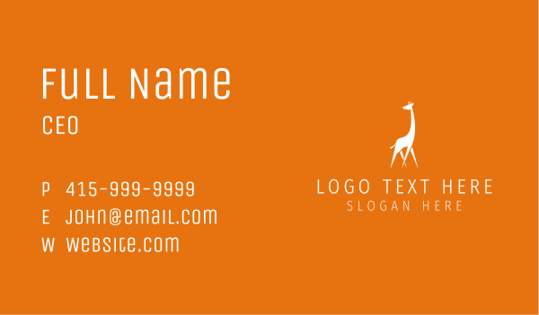 Wild Giraffe Sanctuary Business Card Design Image Preview