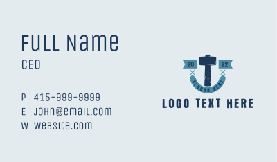 Hipster Mallet Hammer Business Card Image Preview