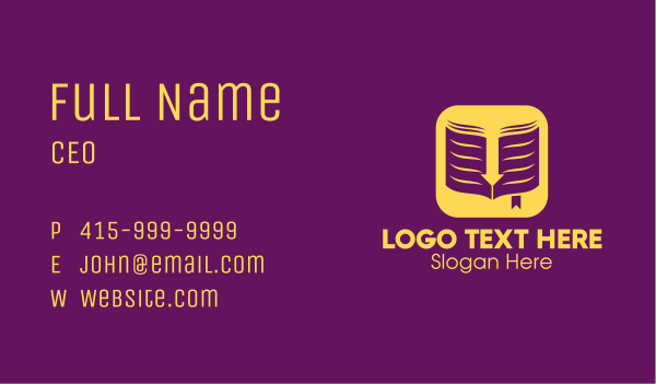 Yellow Elegant Ebook Application Business Card Design Image Preview