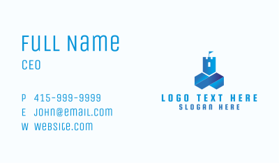Blue Fortress Tower Business Card Image Preview