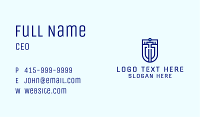 Tech Letter U Shield Business Card Image Preview