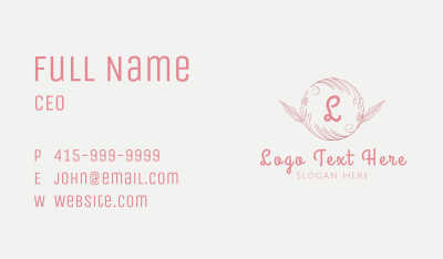 Pink Floral Arrangement Letter  Business Card Image Preview