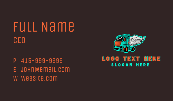 Freight Truck Wings Business Card Design Image Preview