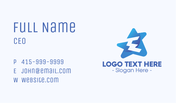 Abstract Blue Star Business Card Design