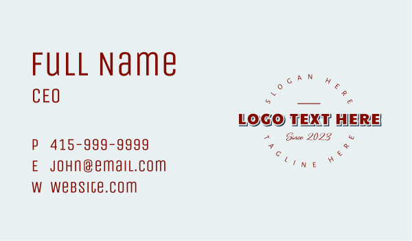 Round Casual Wordmark Business Card Design Image Preview