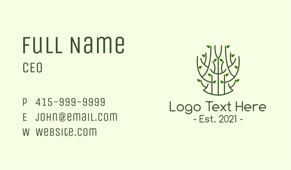 Minimalist Green Plant Business Card Design