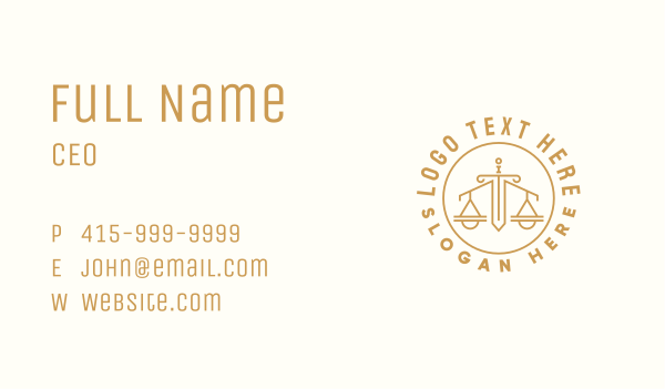 Sword Scale Badge Business Card Design Image Preview