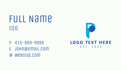 Finance Tech Letter P  Business Card Image Preview