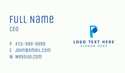 Finance Tech Letter P  Business Card Image Preview