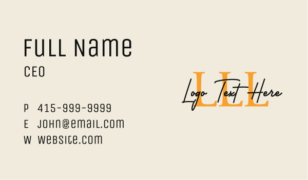 Elegant Cursive Letter Business Card Design Image Preview