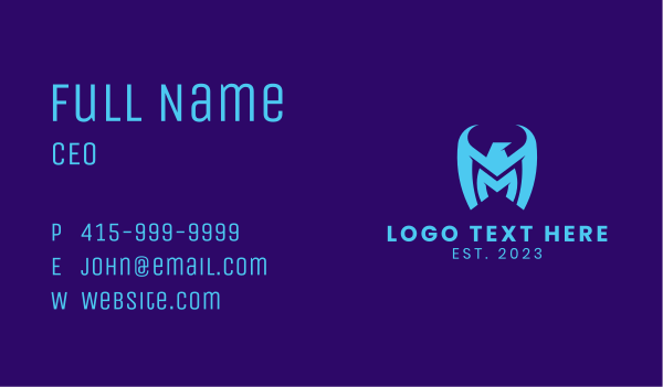 Blue Letter M Eagle  Business Card Design Image Preview