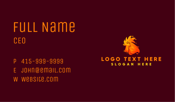 Hot Flaming Chicken  Business Card Design Image Preview