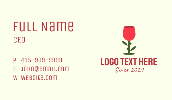 Rose Wine Glass  Business Card Design Image Preview