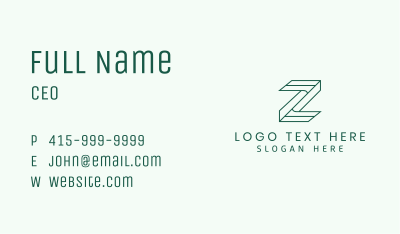 Architecture Firm Letter Z Business Card Image Preview