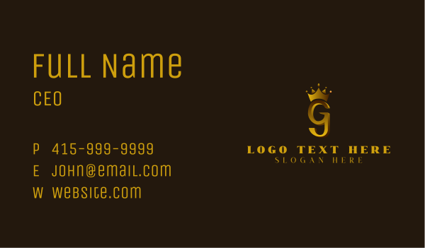 Crown Letter G Business Card Design Image Preview