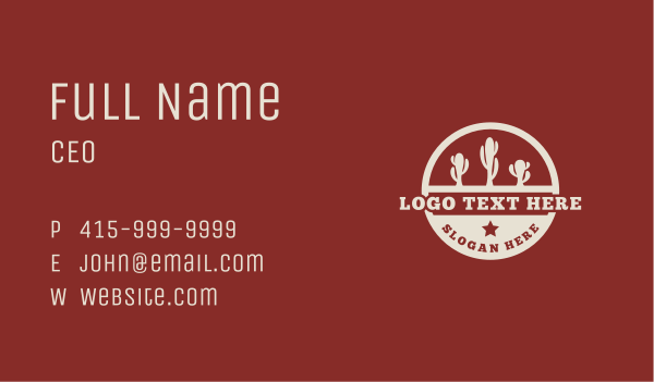 Classic Western Cactus Business Card Design Image Preview