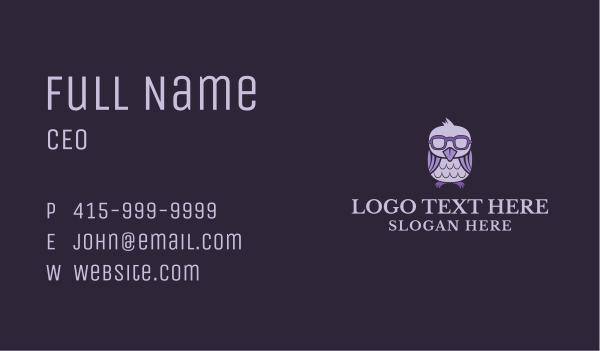 Purple Bird Glasses Business Card Design Image Preview