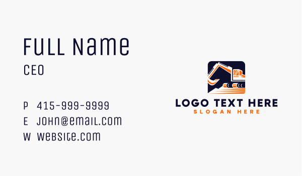 Excavator Industrial Machine Business Card Design Image Preview