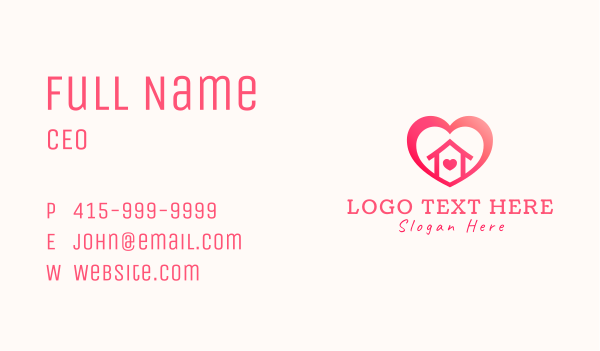 Love House Heart Business Card Design Image Preview