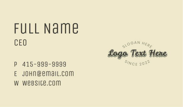 Retro Funky Wordmark Business Card Design Image Preview
