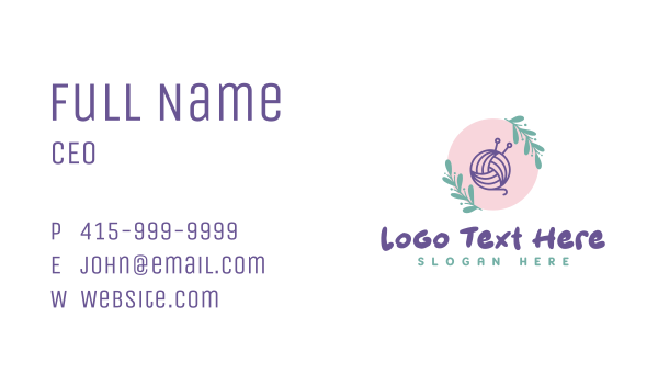 Floral Crochet Yarn Business Card Design Image Preview