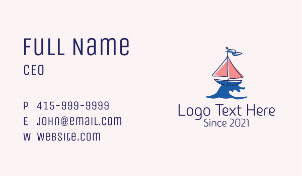 Nautical Sailboat Wave Business Card Design Image Preview