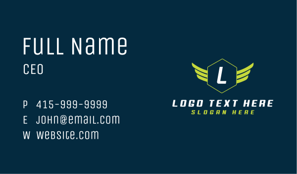 Hexagon Wings letter Business Card Design Image Preview