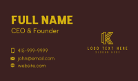 Gold Luxury Letter K Business Card Design