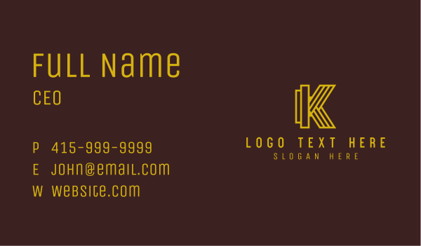 Gold Luxury Letter K Business Card Design Image Preview