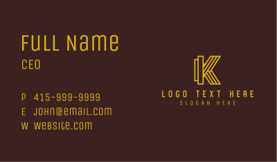 Gold Luxury Letter K Business Card Image Preview