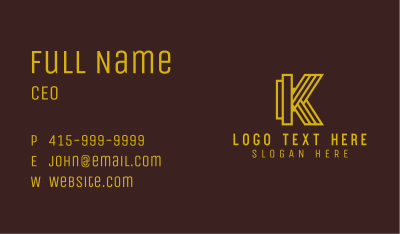 Gold Luxury Letter K Business Card