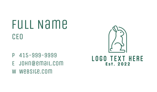 Cute Green Rabbit  Business Card Design Image Preview