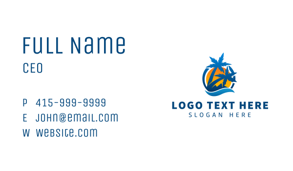 Summer Palm Tree Beach Resort Business Card Design Image Preview