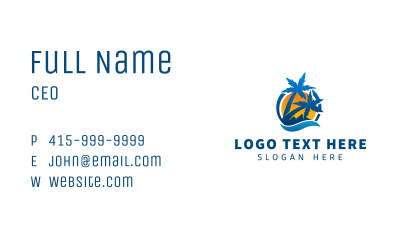 Summer Palm Tree Beach Resort Business Card Image Preview