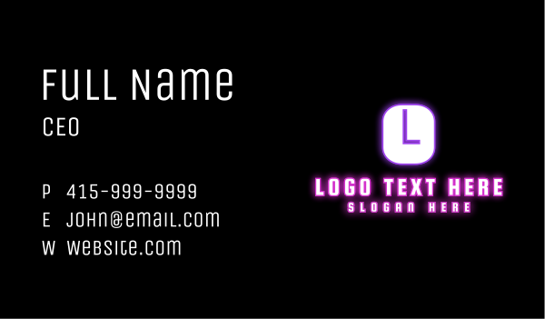 Neon Light Letter Business Card Design Image Preview