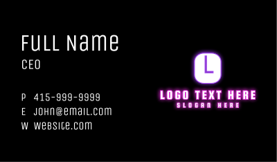 Neon Light Letter Business Card Image Preview