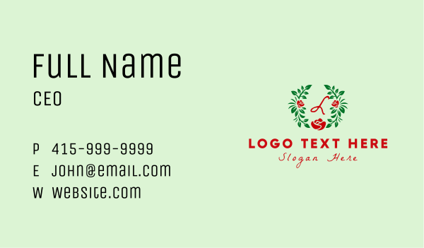Simple Rose Wreath  Business Card Design Image Preview