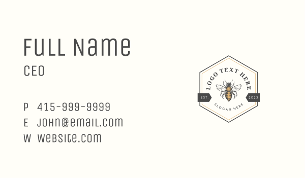 Hexagon Honey Bee Business Card Design Image Preview