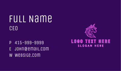 Neon Magical Unicorn  Business Card Image Preview