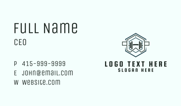 Hexagon Barbell Gym  Business Card Design Image Preview
