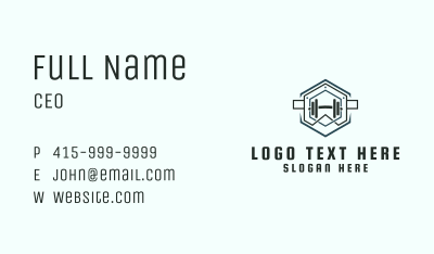 Hexagon Barbell Gym  Business Card Image Preview