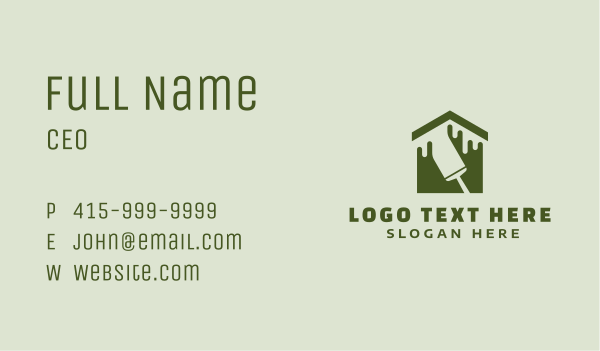 Green Home Paintbrush Business Card Design Image Preview