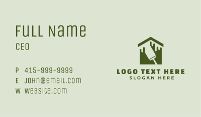 Green Home Paintbrush Business Card Image Preview